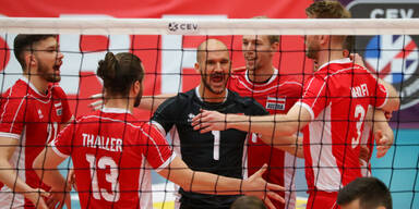 Das österreichische Volleyball-Nationalteam im Jubel