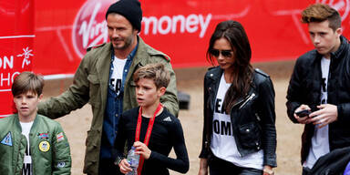 Familie Beckham jubelt Romeo bei Charity-Lauf zu