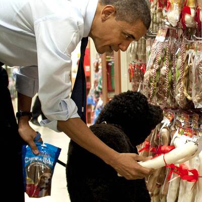 Barack Obamas Christmas-Shopping mit Hund