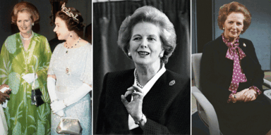 Thatcher in 'Power-Anzügen' & Schleifenbluse