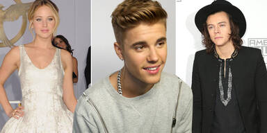 Justin Bieber, Jennifer Lawrence, Harry Styles