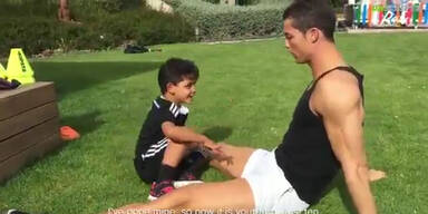 Hier trainiert Ronaldo mit Sohn