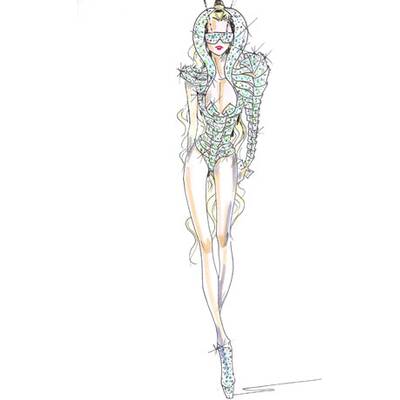 Armani-Skizzen für Gaga-Outfits