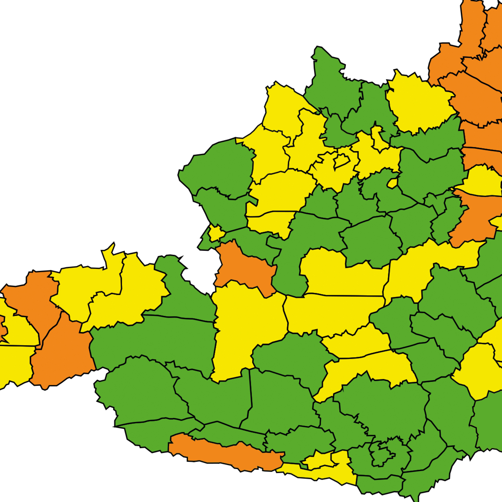 Corona-Ampel: Die 10 schlimmsten Bezirke Österreichs 