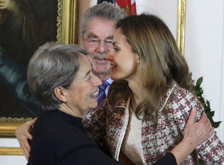 Königin Letizia von Spanien mit Bundespräsident Heinz Fischer und Gattin Margit Fischer