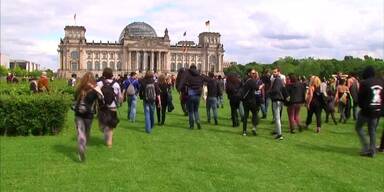 Demonstranten stürmen Reichstagswiese