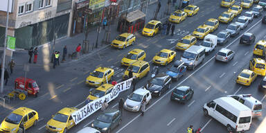 Taxi-Protest in Budapest