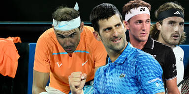 Tennis-Dreikampf um die Weltranglisten-Spitze Rafael Nadal, Novak Djokovic, Stefanos Tsitsipas, Casper Ruud