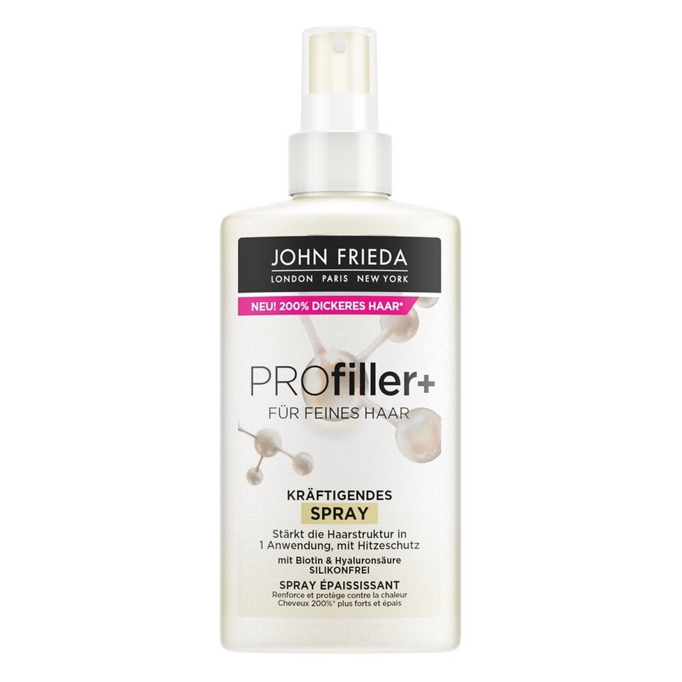Kräftigendes Spray John Frieda PRO Filler+, ca. 11 Euro, 150 ml.