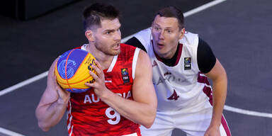 Österreichs 3x3-Basketball-Herren gegen Lettland