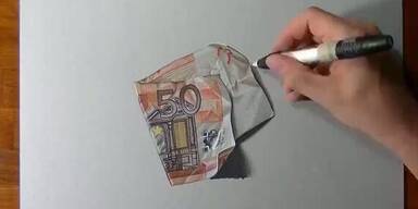 Gut gefälscht: Künstler zeichnet 50-Euro Schein
