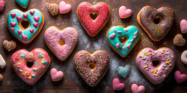 Süßes Finale zum Valentinstag: Herzchen-Donuts mit Schokoladenguss