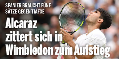 Alcaraz zittert sich in Wimbledon zum Aufstieg