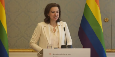 Alma Zadic bei der Pressekonferenz