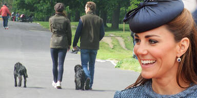 Herzogin Kate und ihr Bruder James beim Spaziergang mit Hündchen Lupo
