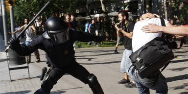 Barcelona Protest Polizei Gewalt Demonstration
