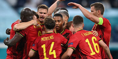 EM 2020: Belgien jubelt nach einem Treffer gegen Russland