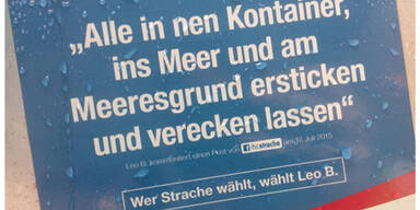 Hasspostings von Strache-Fans als Aufkleber