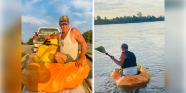 60-Jähriger durchquert den Missouri River in einem Kürbis!