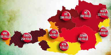 Die Coronavirus-Fälle in allen Bezirken Österreichs