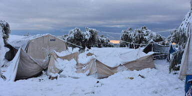 Syrisches Flüchtlingslager im Winter