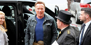 Arnie: Ankunft in Wien Montagmittag mit Jet