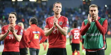 Marc Janko (Ex-ÖFB-Nationalspieler) mit Julian Baumgartlinger (li.) und Stefan Ilsanker (re.)