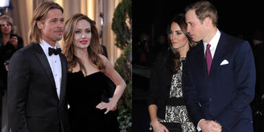 Angelina Jolie mit Brad Pitt und Prinz William und Kate