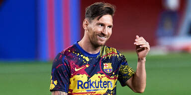 Barcelona-Star Lionel Messi lacht beim Aufwärmen