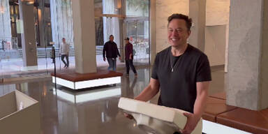Elon Musk stolziert mit Waschbecken ins Twitter-Hauptquartier
