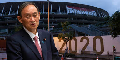 Olympia-Stadion Tokio - Japans Ministerpräsident Yoshihide Suga