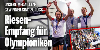 Riesen-Empfang für unsere Olympioniken am Flughafen