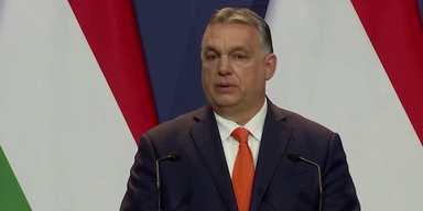 Orban vor ungarischer Flagge