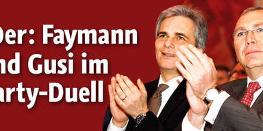 Faymann und Gusi im Party-Duell