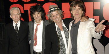 Rolling Stones: Charlie Watts (li.), Ronnie Wood, Keith Richards, Mick Jagger