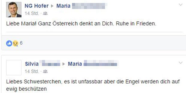 Das postete Hofer auf der Facebook-Seite des Opfers