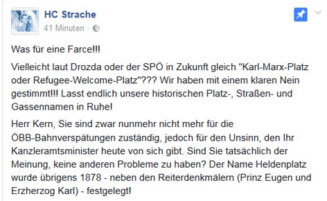 Strache wütet gegen Drozda: „Refugee-Welcome-Platz?“
