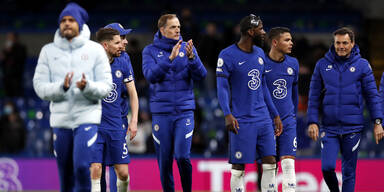 Chelsea-Trainer Thomas Tuchel mit seinen Spielern
