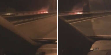 Auto brannte auf A4 in Wien