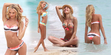 Candice Swanepoel modelt  am Strand