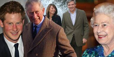 Prinz Harry, Prinz Charles, Queen Elizabeth II., Carole & Michael Middleton