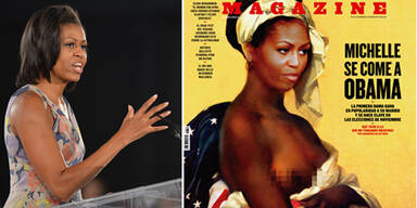 Michelle Obama als nackte Sklavin auf Magazin