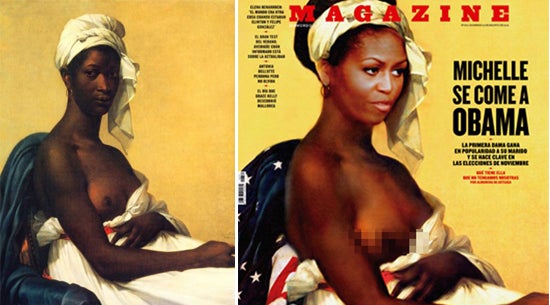 Michelle Obama als nackte Sklavin auf Magazin
