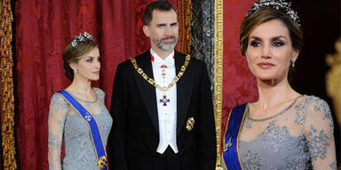 So schön empfängt  Königin Letizia den Präsidenten von Kolumbien