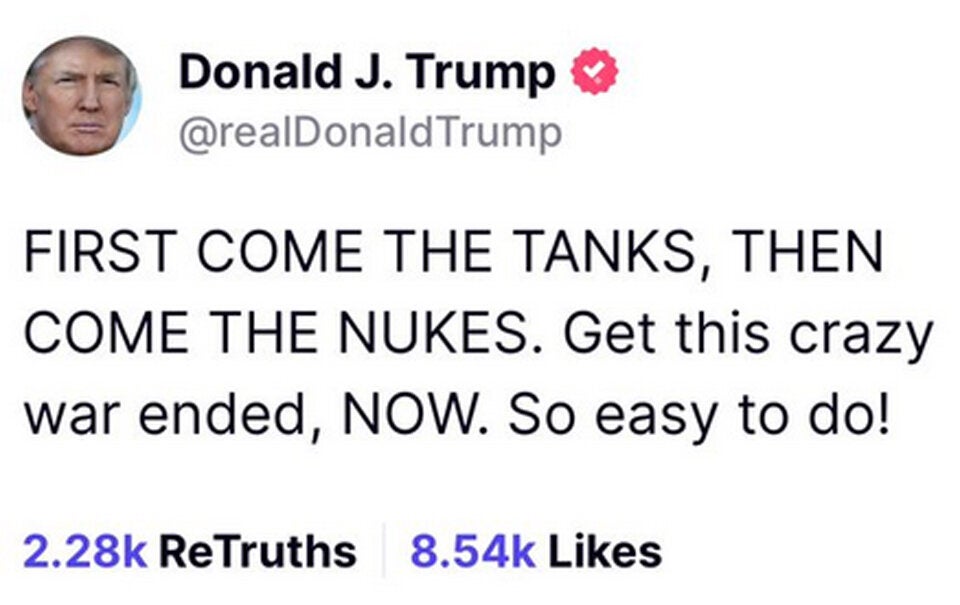 Trump warnt: 'Zuerst kommen Panzer, dann Atomwaffen'