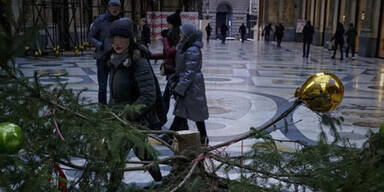 Brutale Bande zerstückelt Weihnachtsbaum
