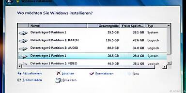 Windows 7 braucht eigene Festplatten-Partition