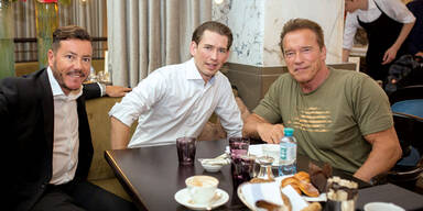 Kurz trifft Schwarzenegger und mokiert sich über FP-Chef Strache