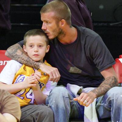 Beckham mit seinen Jungs beim Basketballspiel