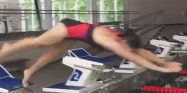 "Anna Veith-Fail" beim Schwimmtraining